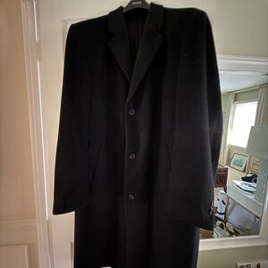 Men’s Geoffrey Beene overcoat — black/ charcoal gray wool